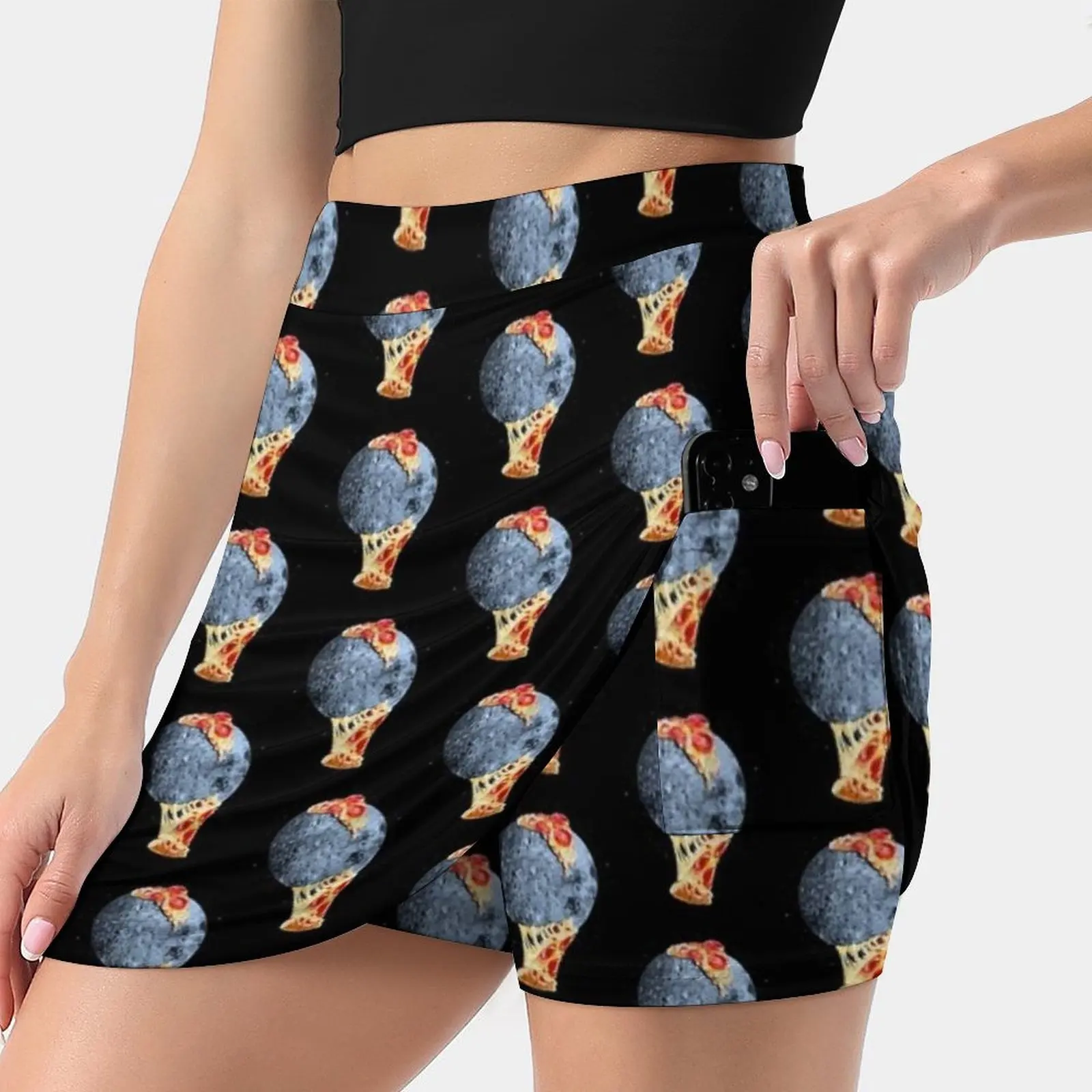 When The Moon Hits Your Eye... Women's skirt With Pocket Vintage Skirt Printing A Line Skirts Summer Clothes Pizza Food Wtf