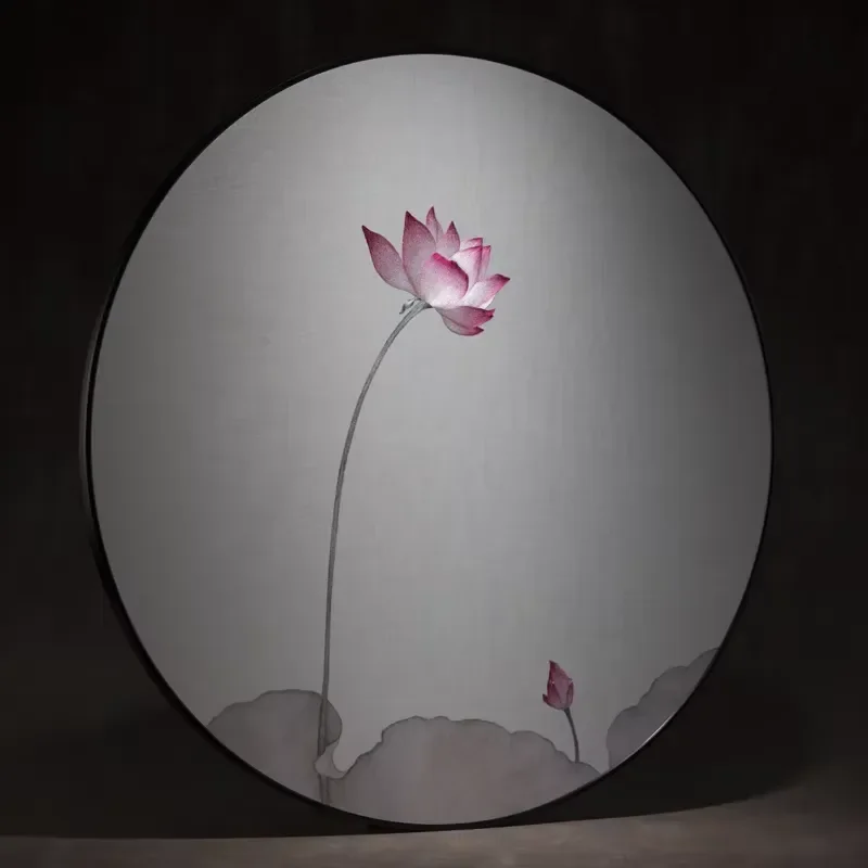 Handmade Chinese Silk Embroidery Round Pendant Lotus Pond Fragrant Art Decoration New Style Home Ornament Unique Gift Idea