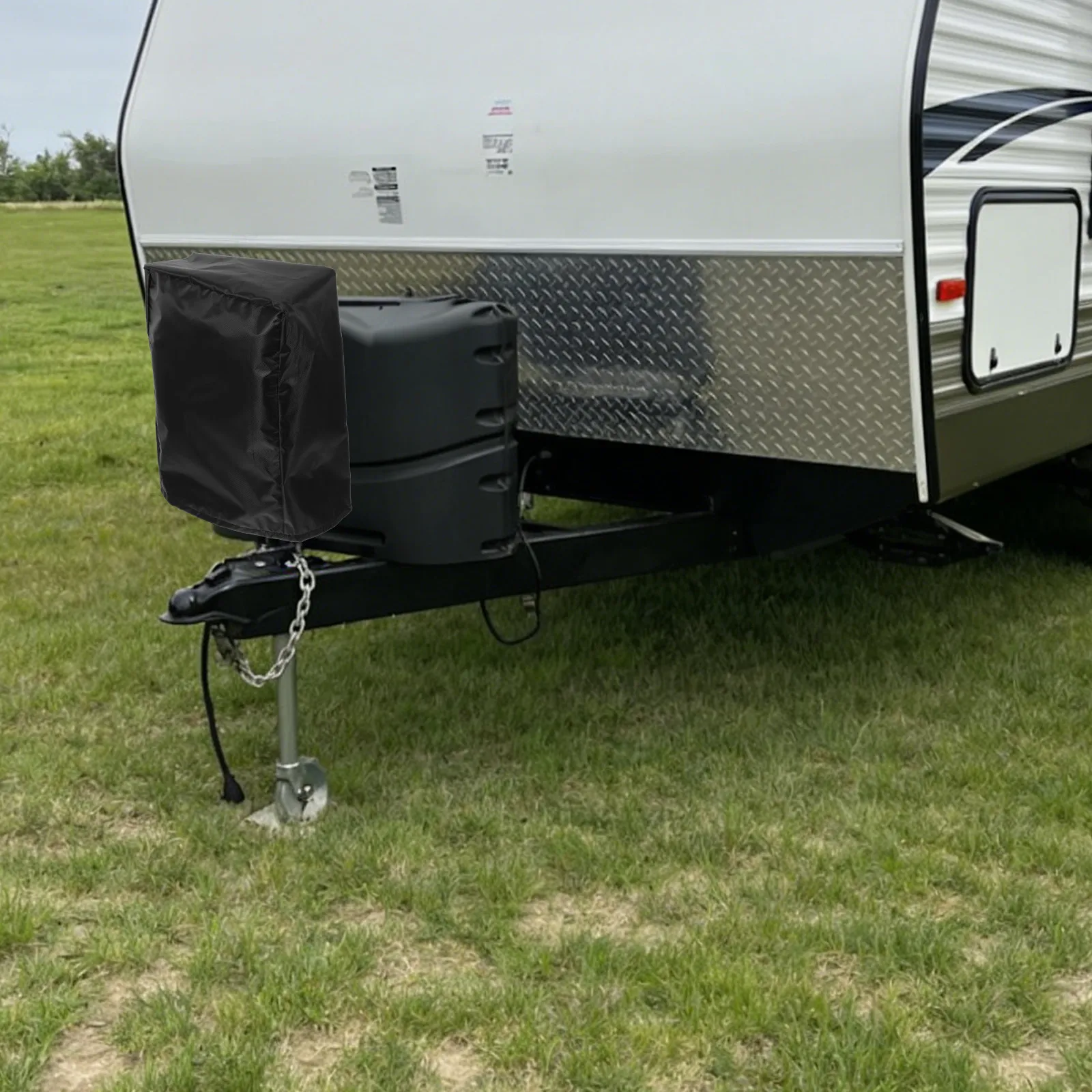 2Pcs Electric Tongue Jack Cover Waterproof 14x10x5inch Oxford Cloth Trailer Protective Cover Weatherproof Rv Camper Motorhome