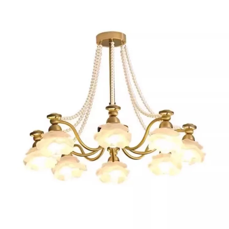 

French retro cream style living room chandelier atmospheric atmosphere glass dining room light study bedroom lamp