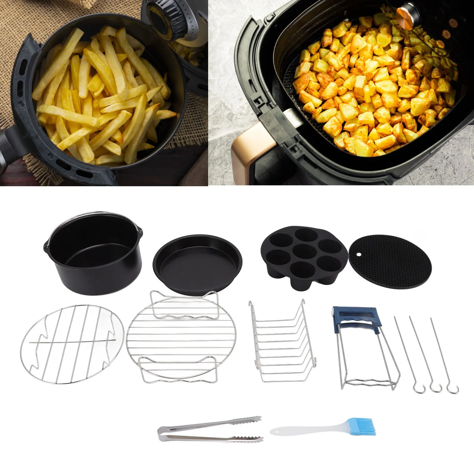 Home for Air Fryer Pans Set Wide Compatible Heatproof  Stainless Steel For Air Fryer Pans Set Easy Cleaning for Restaurant