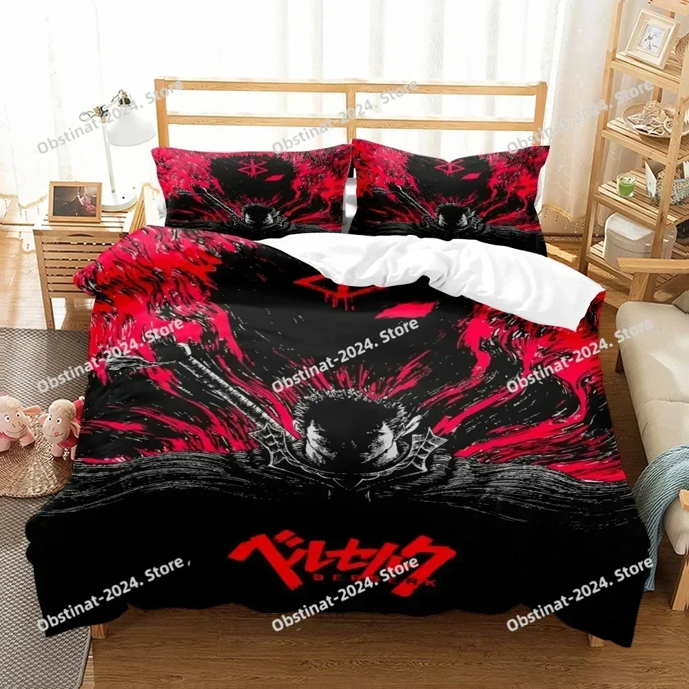 Berserk Anime Bedding Set Print single Comforter Quilt Bed Cover Duvet Cover Pillow Case 3 Pieces Sets Kids Adult Size Linen Set