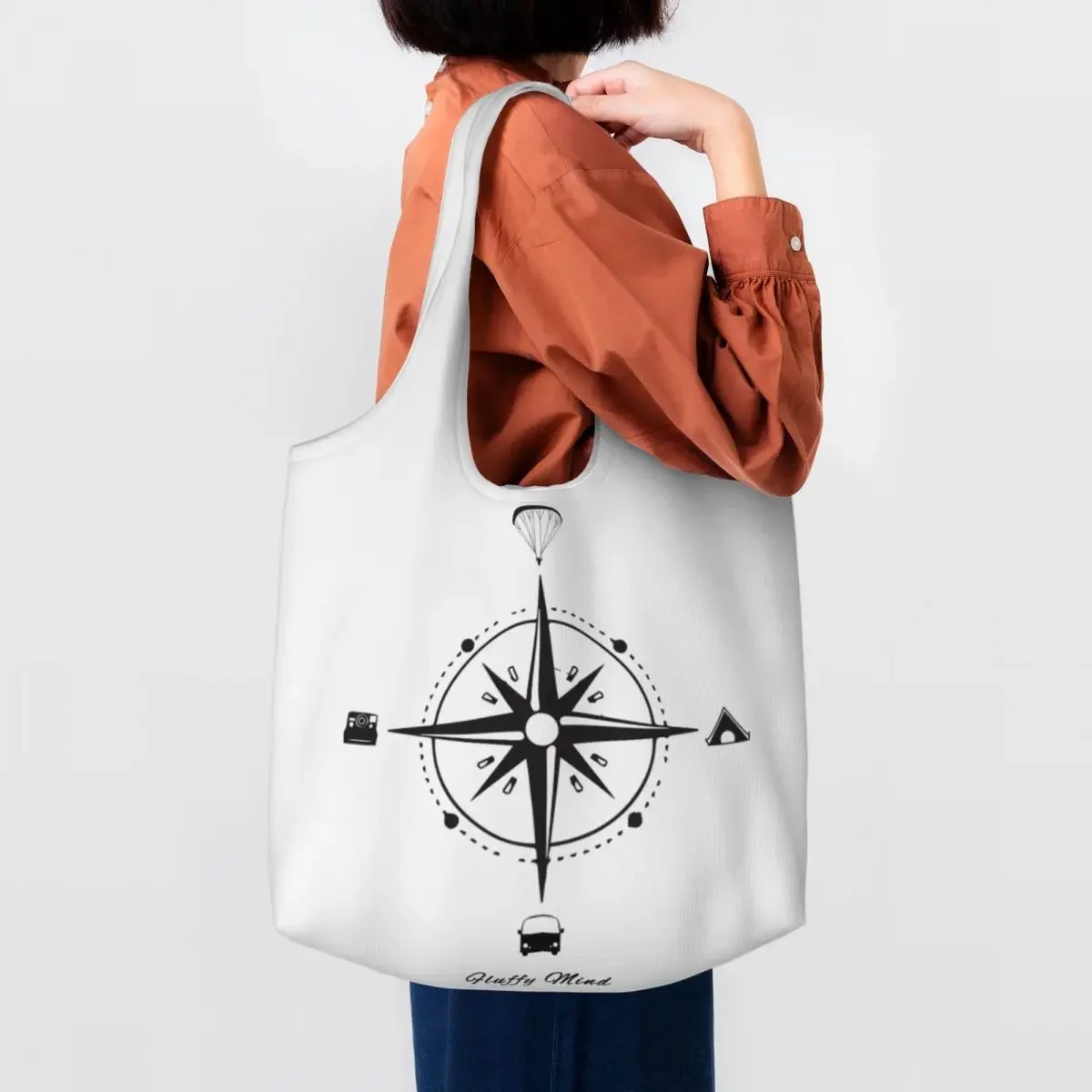 Follow Your Own Way Grocery Tote Shopping Bag Women Fashion Paragliding Canvas Shopper Shoulder Bags Large Capacity Handbags