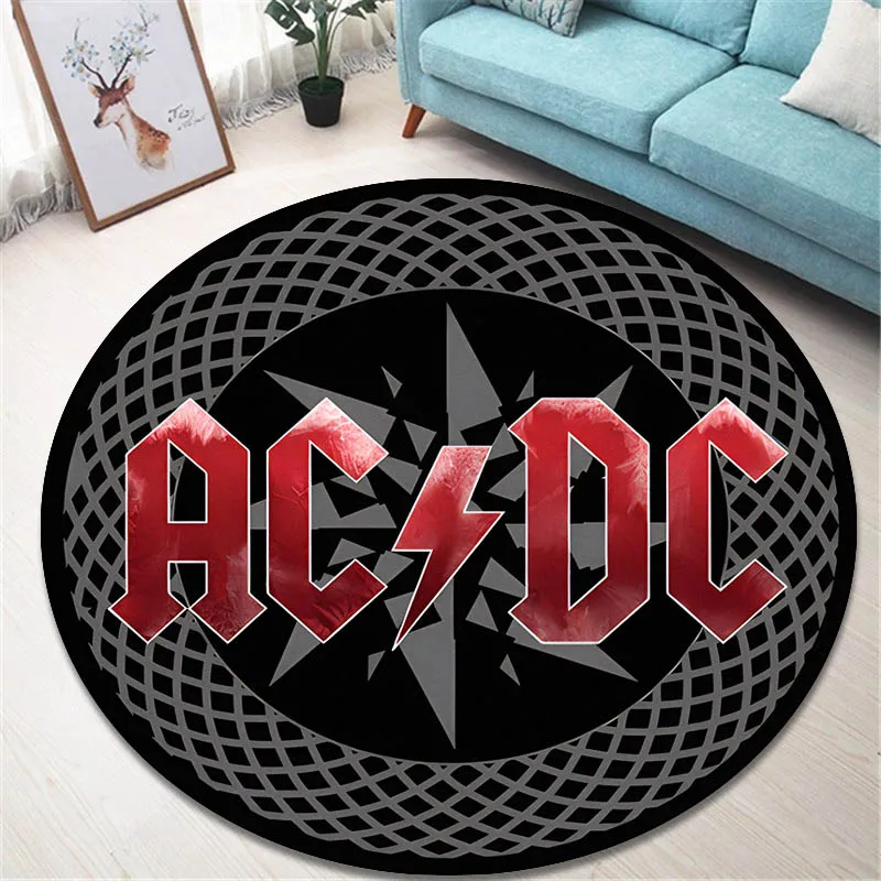 3D Rock band AC/DC retro printed round carpet bedroom beautiful carpet non-slip door pad floor mats area rug birthday gift