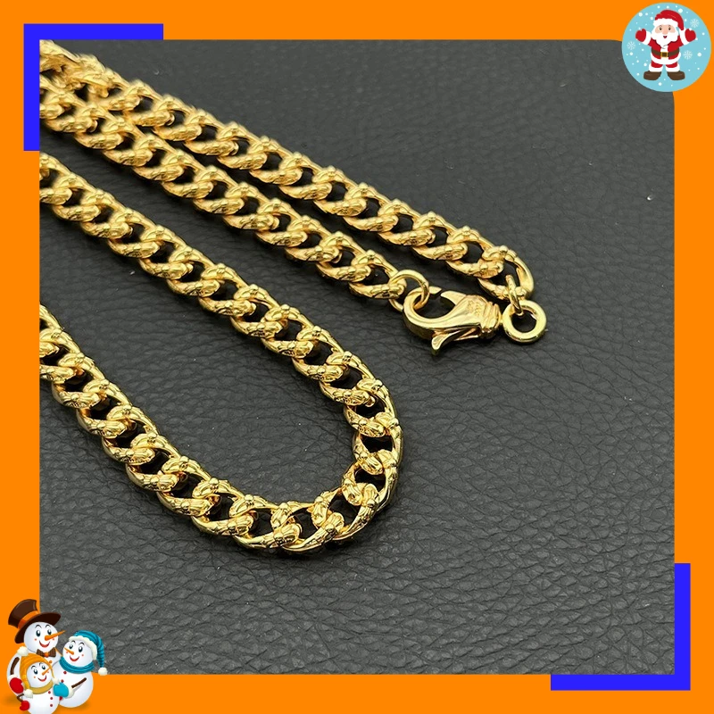 High-end Gold Full Flower Cross Flower Necklace Fashionable Domineering Cuban Chain Sweater Chain Men's Gift