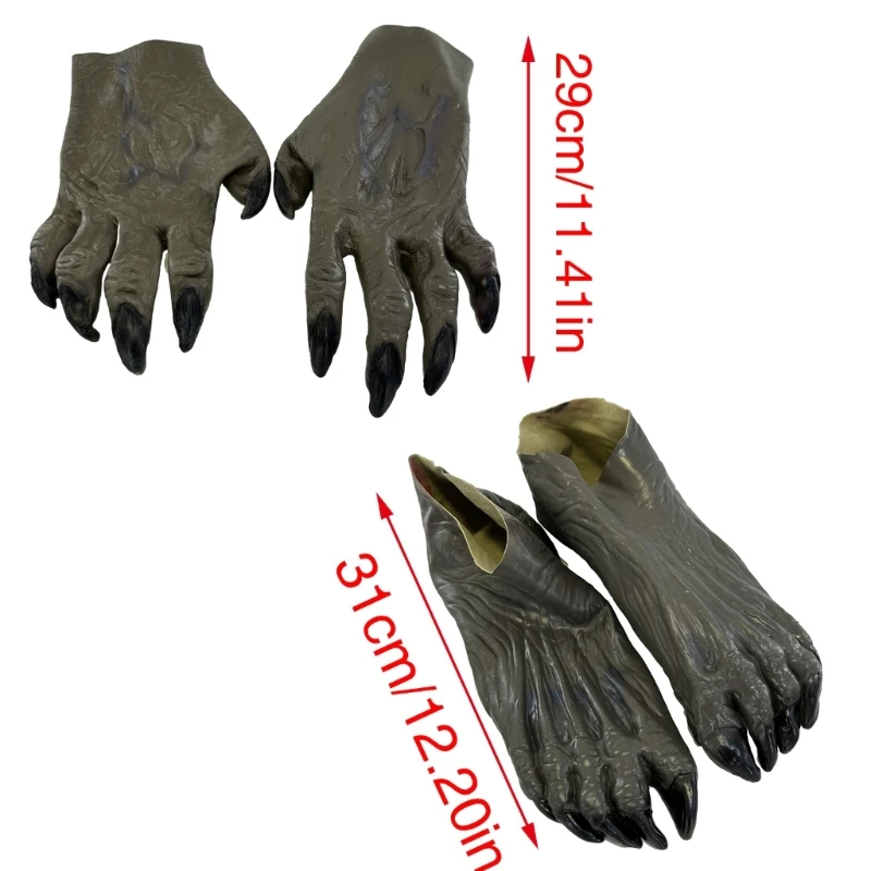 Gants de loup pour hommes et femmes, couvre-pieds, costume de cosplay d'Halloween, accessoires cadeaux
