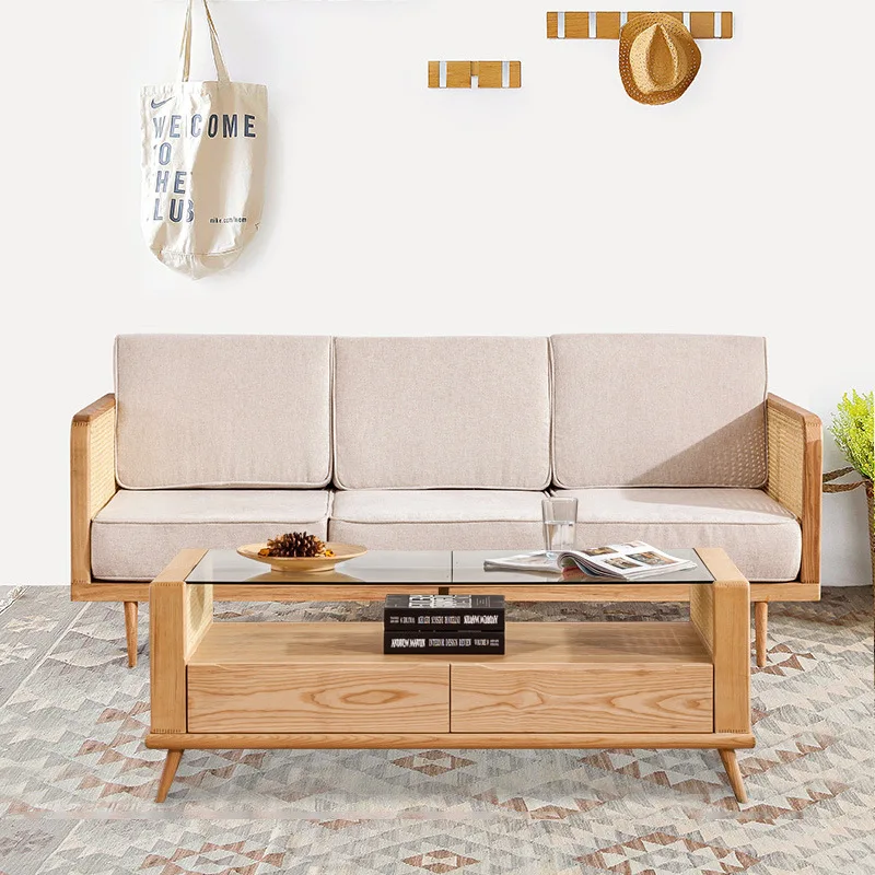 Sofa combination small apartment Nordic style furniture rattan sofa full living room