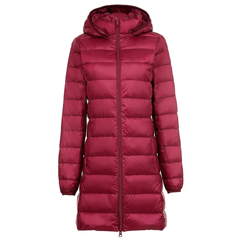 Plus Size Mom Autumn and Winter Fall Lightweight Down Jacket Female Mid-length Warm Hat Detachable Hooded Women\'s Light Jacket