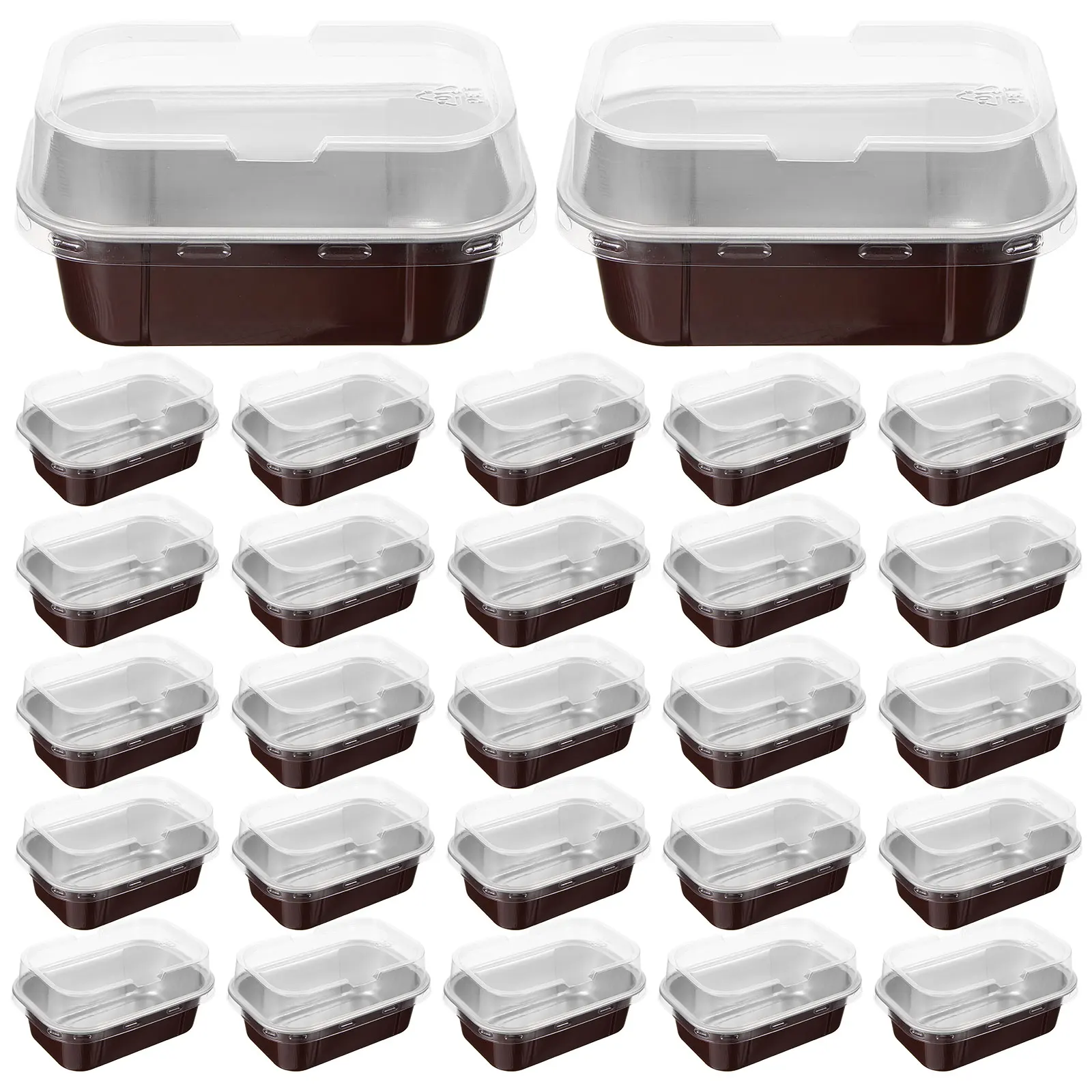 

50pcs Chocolate Cake Mold Aluminum Foil Containers Baking Cups Heat Resistant MiniCakeWrapper Box for Sandwiches Pastries Fruit