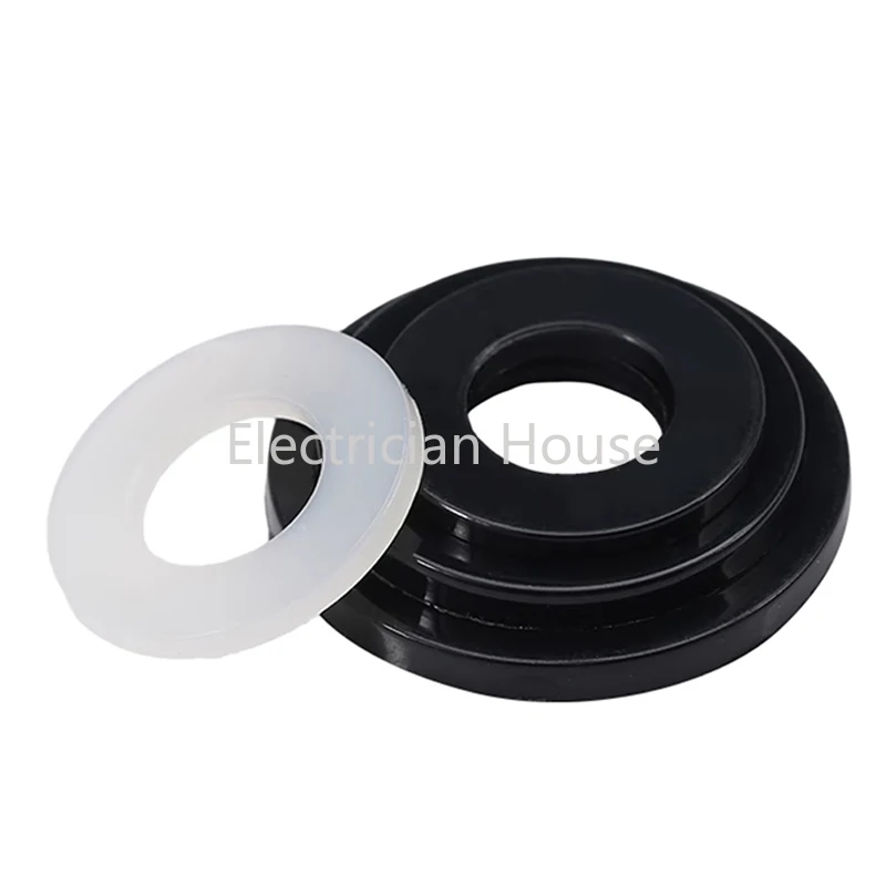 M2 M2.5 M3 M4 M5 M6 M8 M10 M12~ M24 White/ Black Plastic Nylon Flat Washer Plane Spacer Insulation Gasket Ring For Screw 0.5~3mm