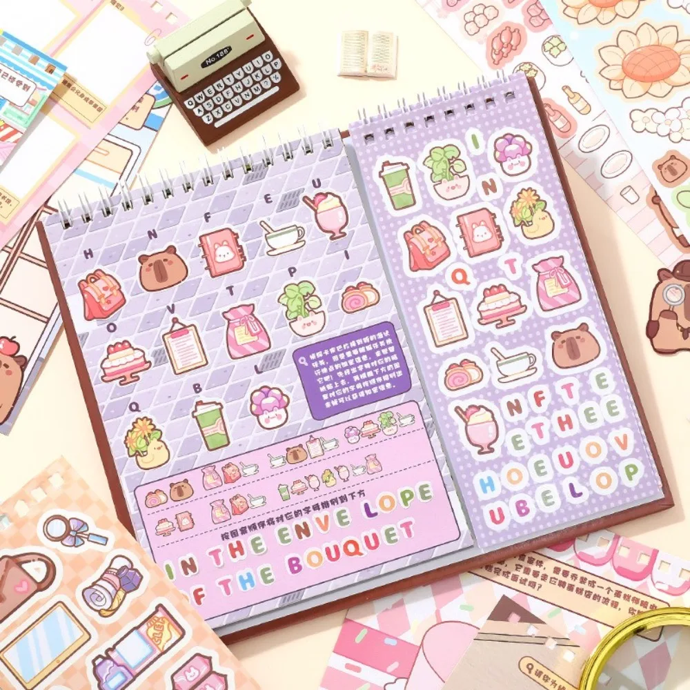 New Cartoon Capybara Sticker Handmade Stationery Gifts Sticker Book Education Toy DIY Accessories Quiet Book