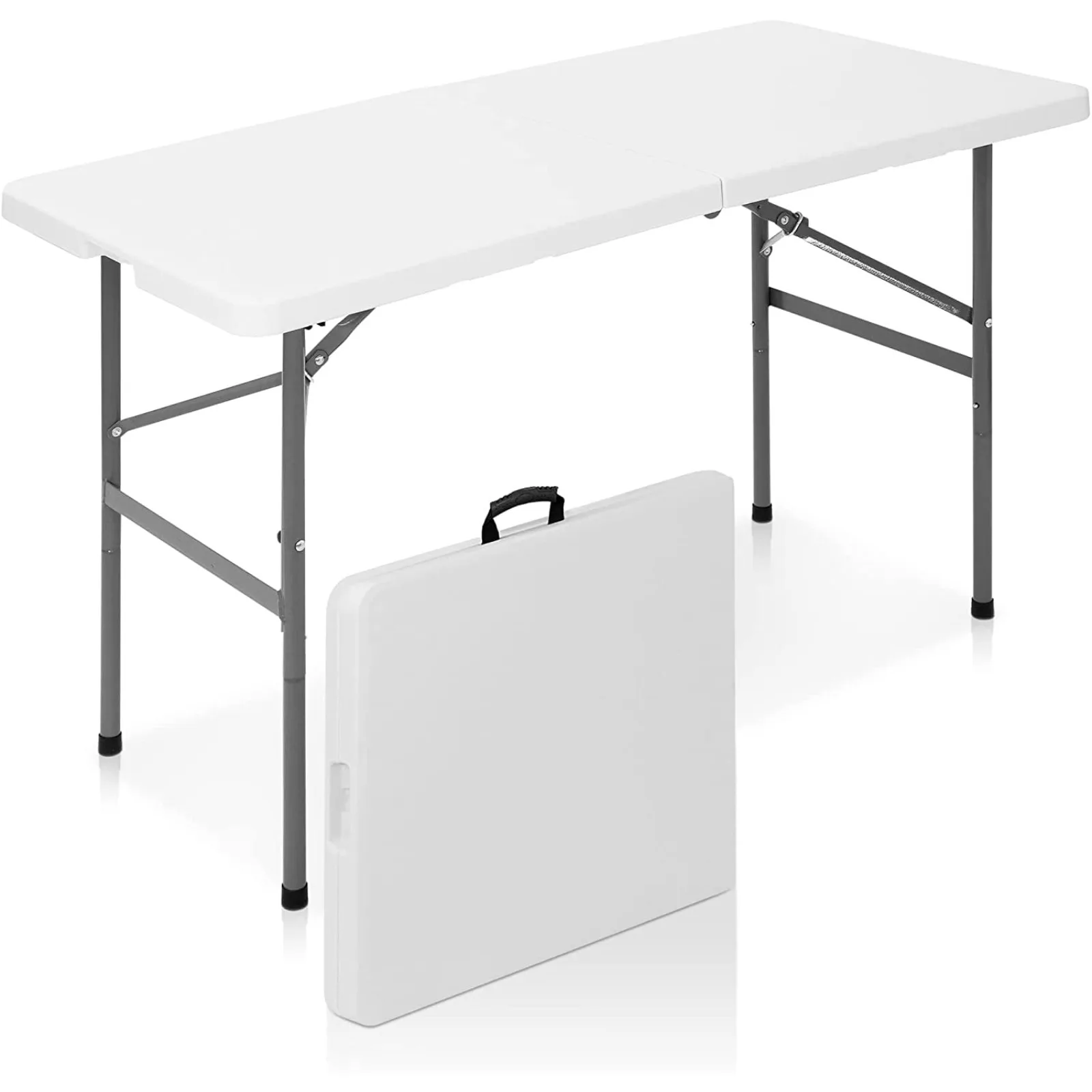 

US 4 Foot Folding Table White Lightweight and portable for both home use in kitchen and outdoor use in camping, travel, outside