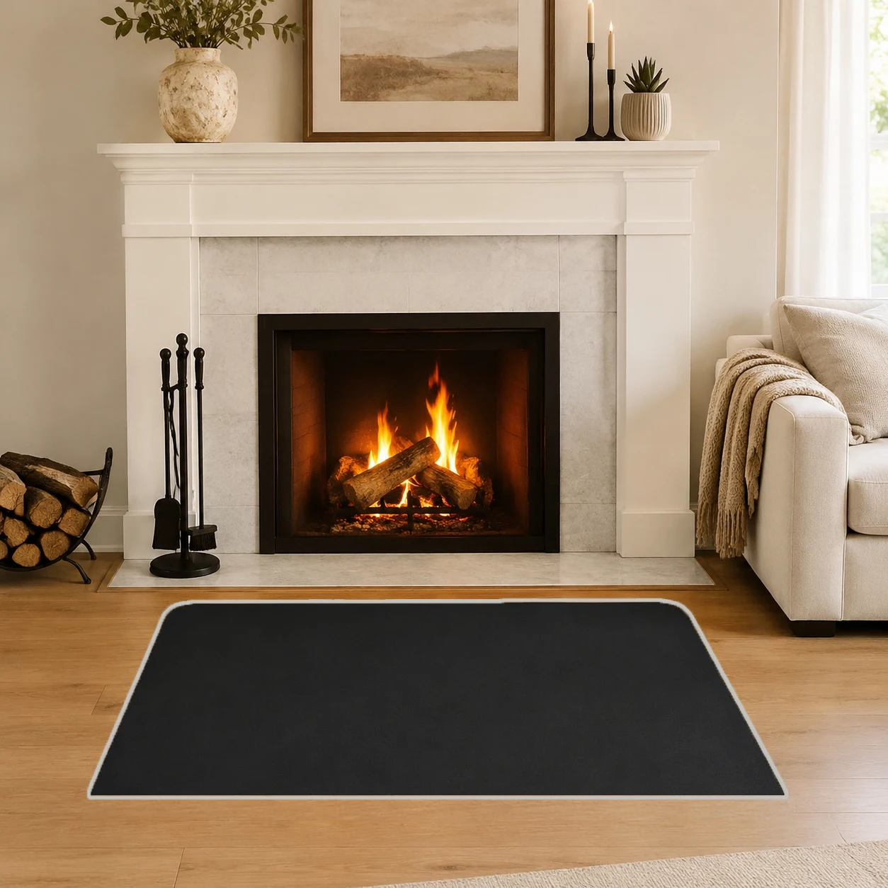 Outdoor Camping Fireplace - Tappetino Ignifugo Rotondo Quadrato in Fibra