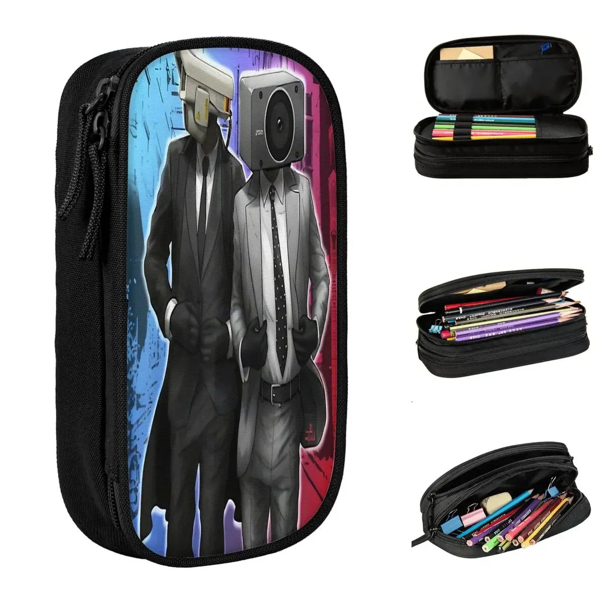 

Skibidi Toilet Pencil Cases New Cameraman Game Pen Holder Bags Girls Boys Big Capacity School Supplies Cosmetic Pencil Pouch