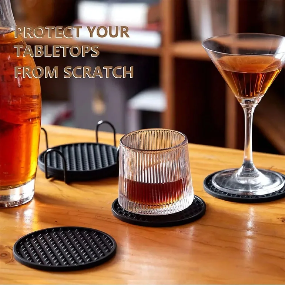 3/6Pcs Silicone Drink Coaster Heat Resistant Cup Dish Drying
