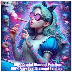 DIY Cartoon Girl Fairy Dust Diamond Painting Kit Rhinestone Picture Smoking Alice Cross Stitch Crystal Diamond Mosaic Home Decor