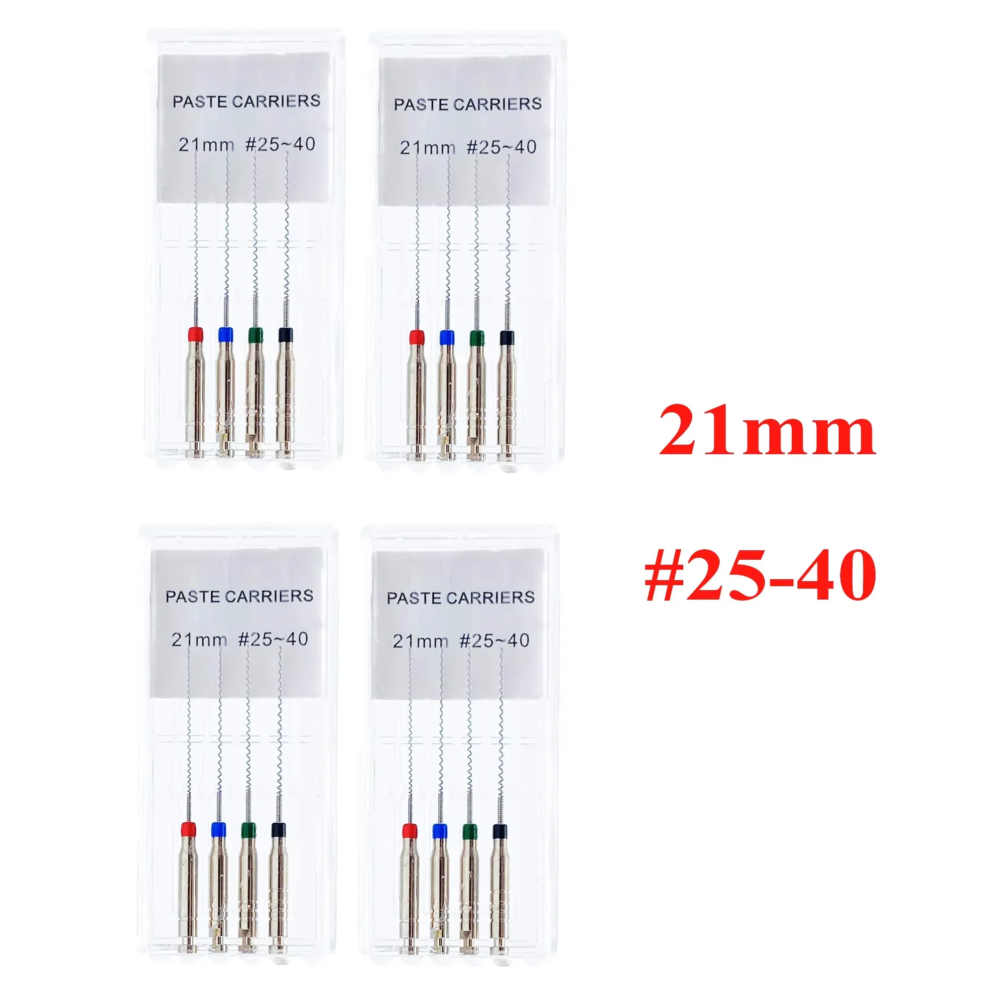 4Pcs/Box 21/25mm Size: 25#-40# Dentistry Tool Dental Rotary Paste Carriers Spiral Filler Lentulo Assorted Engine Filling Paste