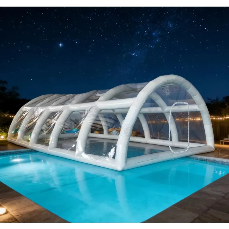 Inflatable Pool Enclosure Cover Weatherproof Inflatable Pool Dome Arch-Shaped Transparent Canopy for Outdoor Swimming Pools