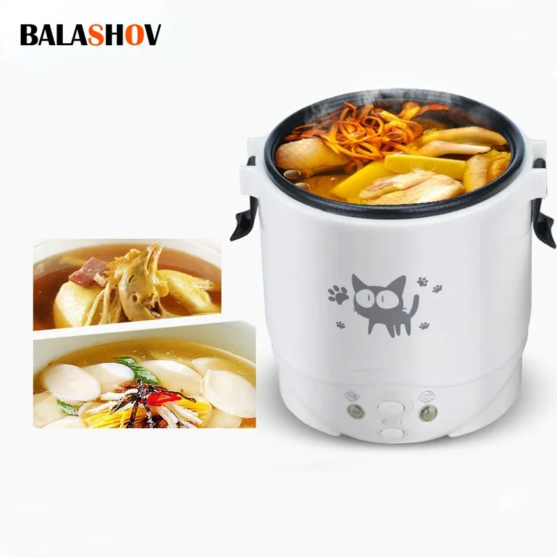 

1L Car Mini Rice Cooker Multi-function Electric Water Food Heater Machine Lunch Box Warmer 2 Persons For Home Car SUV Truck