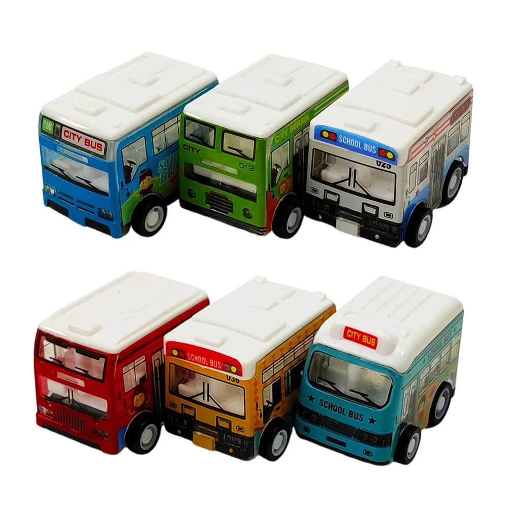 6 Pcs Mini School Bus Pull-Back Toy Early Learning Puzzle Educational Baby Accessories Infant