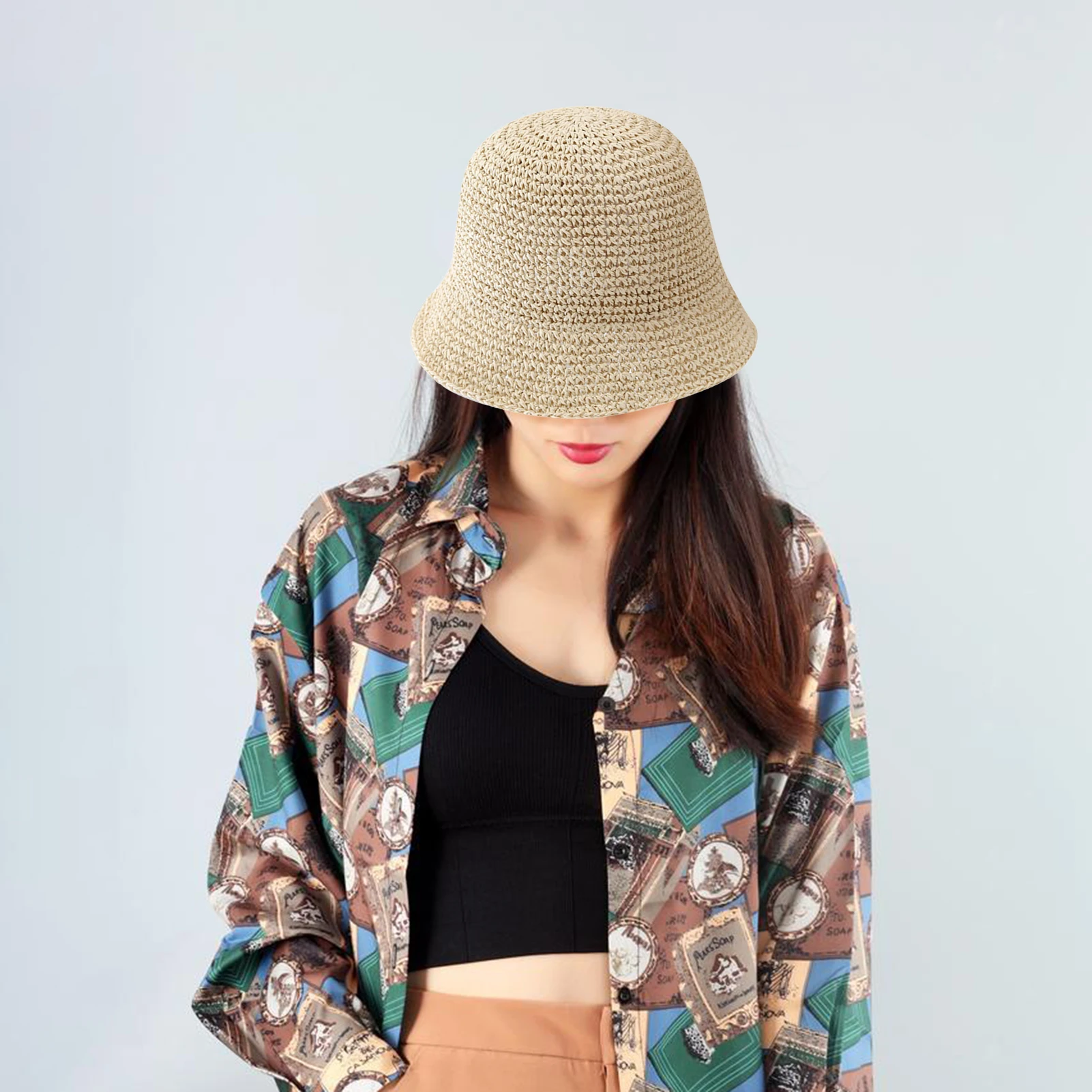 

Beach Korean Straw Hat Summer Women Visor Bucket Hat Fisherman Hat Hand Weaving Panama Girl Fishing Chapeau Sun Hats for Women