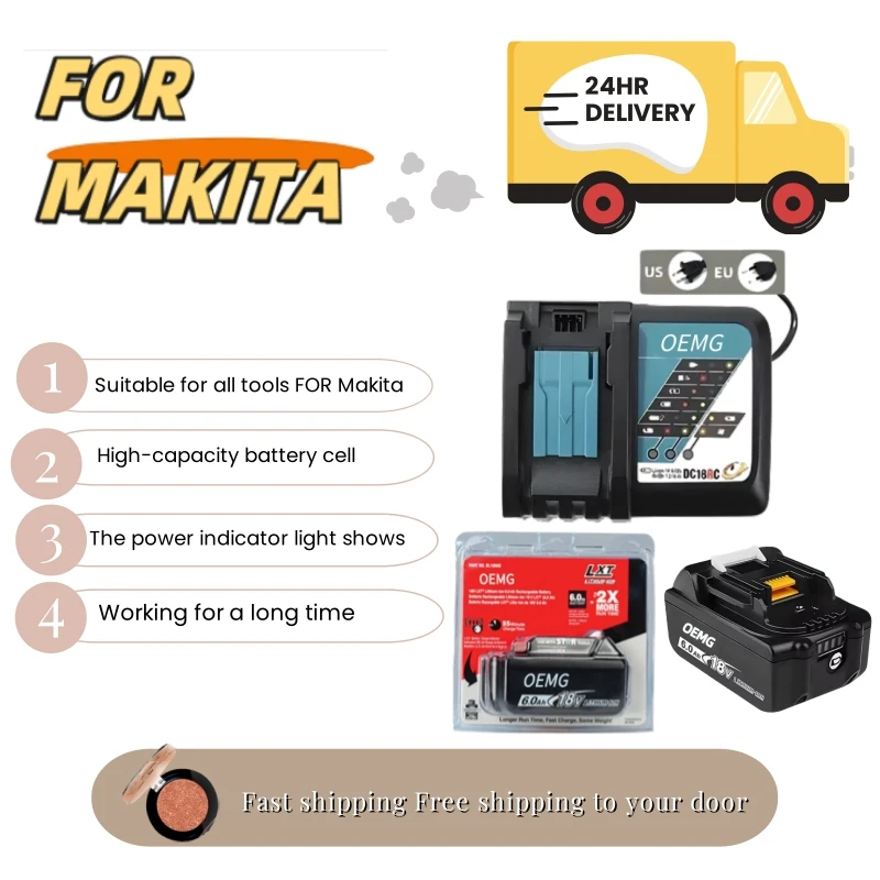 

Work Longer: Makita 18V 6Ah Battery for 18V LXT tools, charge indicator, durable—great for deck builds/remodels