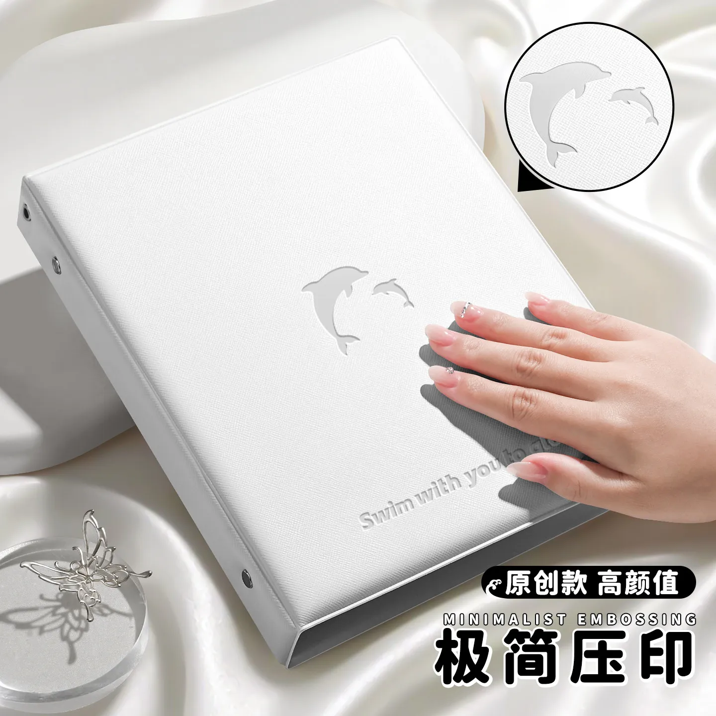 Dolphin Pursuing Light A5 4-Grid Photo Card Album for 3 Inch Mini Instant Film, K-pop Photocard Binder, Picture Storage Book
