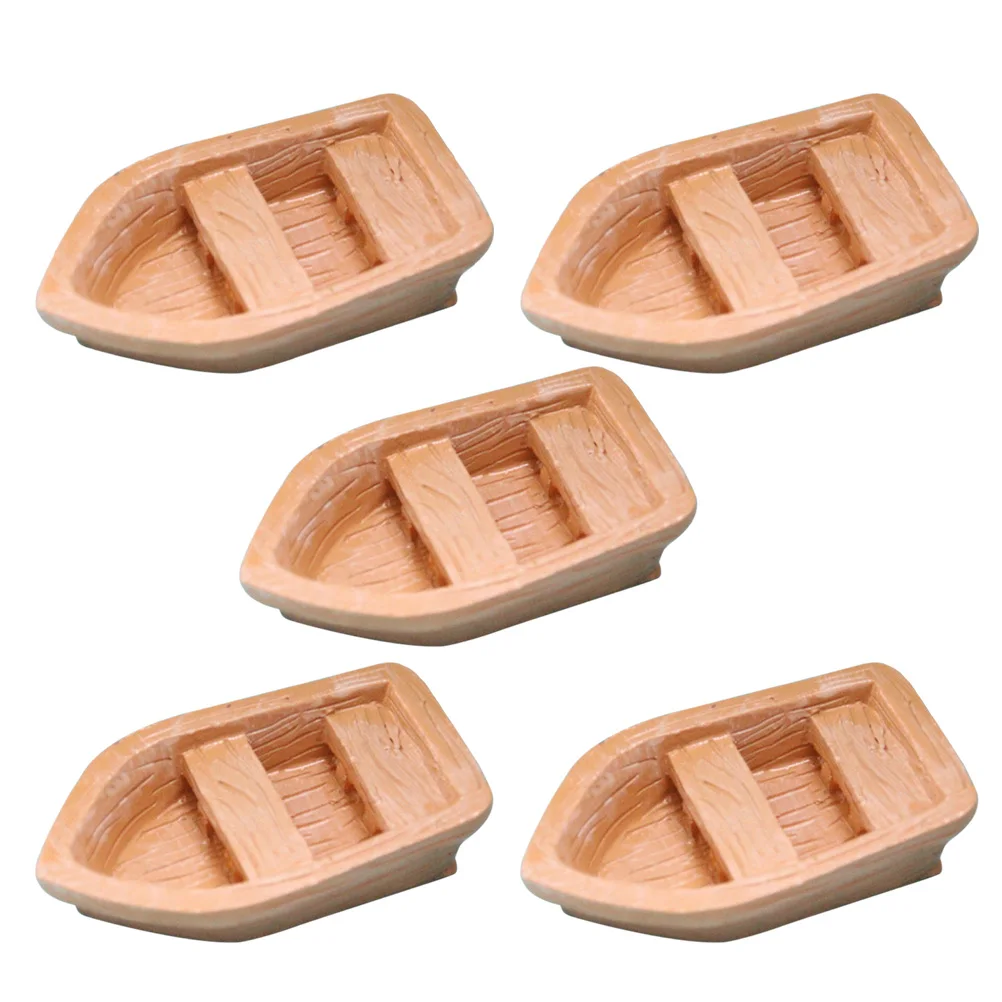 

5pcs Mini Resin Ornament Dollhouse Decorative Craft Simulation Small Boat For Micro Landscape Playhouse Accessories Resin Boat