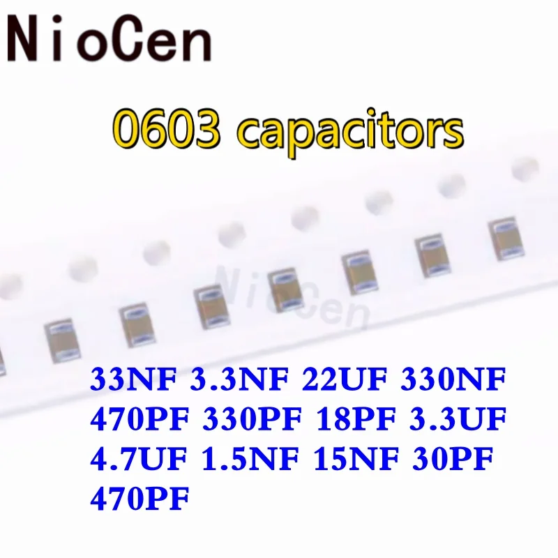 

（100pcs）0603 33NF 3.3NF 22UF 330NF 470PF 330PF 18PF 3.3UF 4.7UF 1.5NF 15NF 30PF 470PF SMD Chip Multilayer Ceramic Capacitor