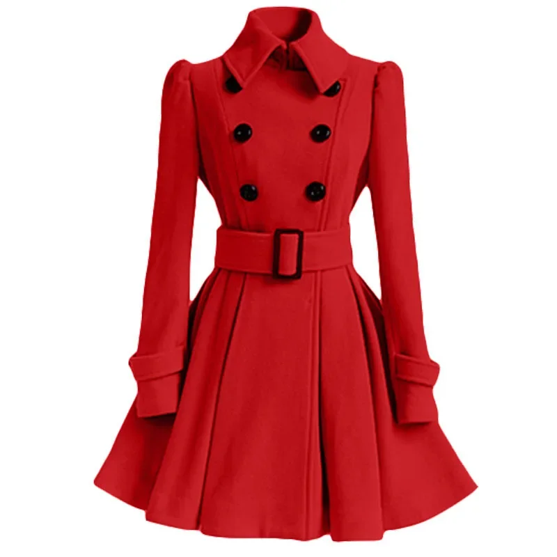 

Autumn Winter Coat Women 2024 Vintage Slim Double Breasted Woolen Jackets Female Elegant Long Warm White Coat Casaco Feminino