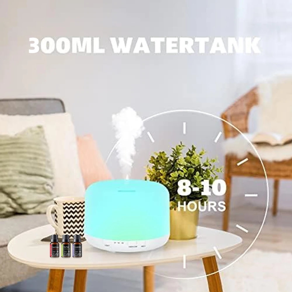 Difusor de óleo essencial 300ML com controle remoto, aromathera ultrassônica sem BPA