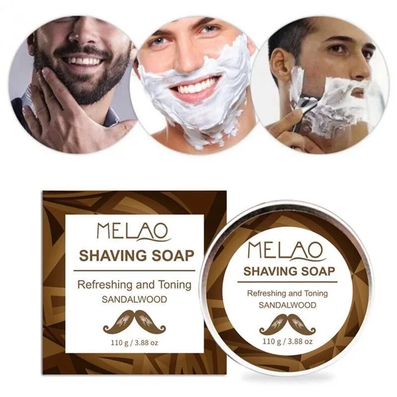 

2026 Shaving Soap 110g Shaving Soap Beard Soap Sandalwood Men's Facial Cleansing Soap Care Aluminum Box Foam Softens Beard