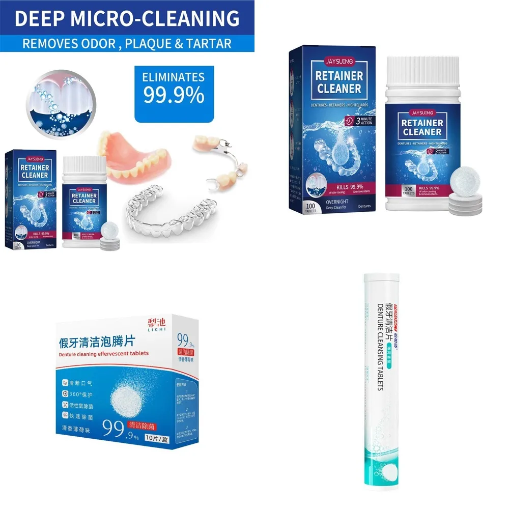 Denture Cleaning Tablets Removes Odor Oral Cleaning Retainer Cleaner for Aligner Mouth Night Guard for Teeth Braces Odor 2026