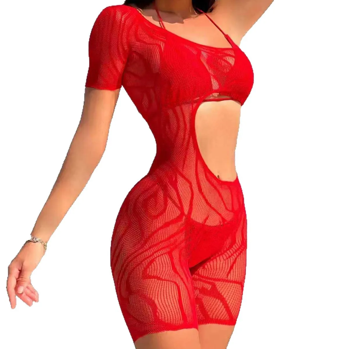 여성용 바디수트 망사 튤 메쉬 시스루 투명 반투명 레이스 섹시 페스티벌 파티 댄스 의상