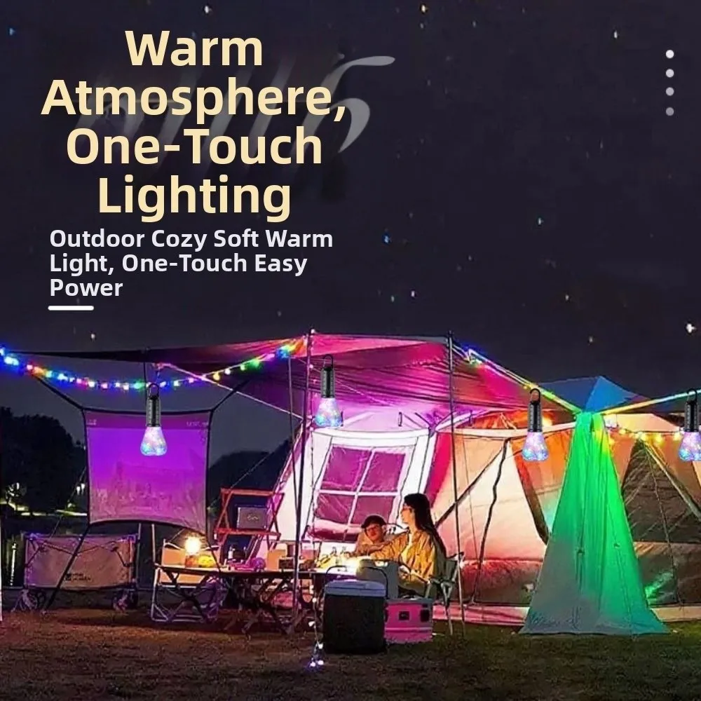 Handheld Waterproof LED Camping Light Retro Portable Colorful Atmosphere Lamp with Hook Mini LED Bulbs Lamp Fishing