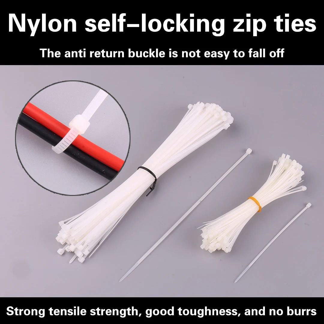 

Набор из 50 самоблокирующихся пластиковых нейлоновых кабельных стяжек: 5x300, 3x120, 4x200. Промышленные кабельные стяжки-хомуты.