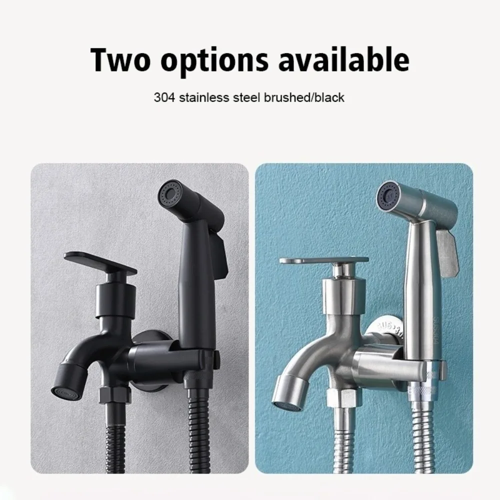 Stainless Steel Toilet Bidet Spray Set 1 In 2 Out Multi-functional Toilet Sprayer High Pressure Handheld Faucet Shower Head Kits