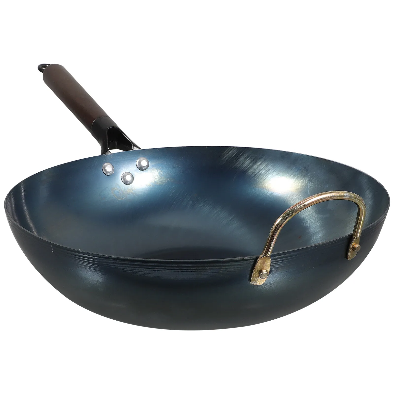 

Premium Iron Wood Handle Wok Pan Flat Bottom Nonstick Multi-Function Cooking Wok for Gas Stove Home Kitchen Outdoor Camping Bbq