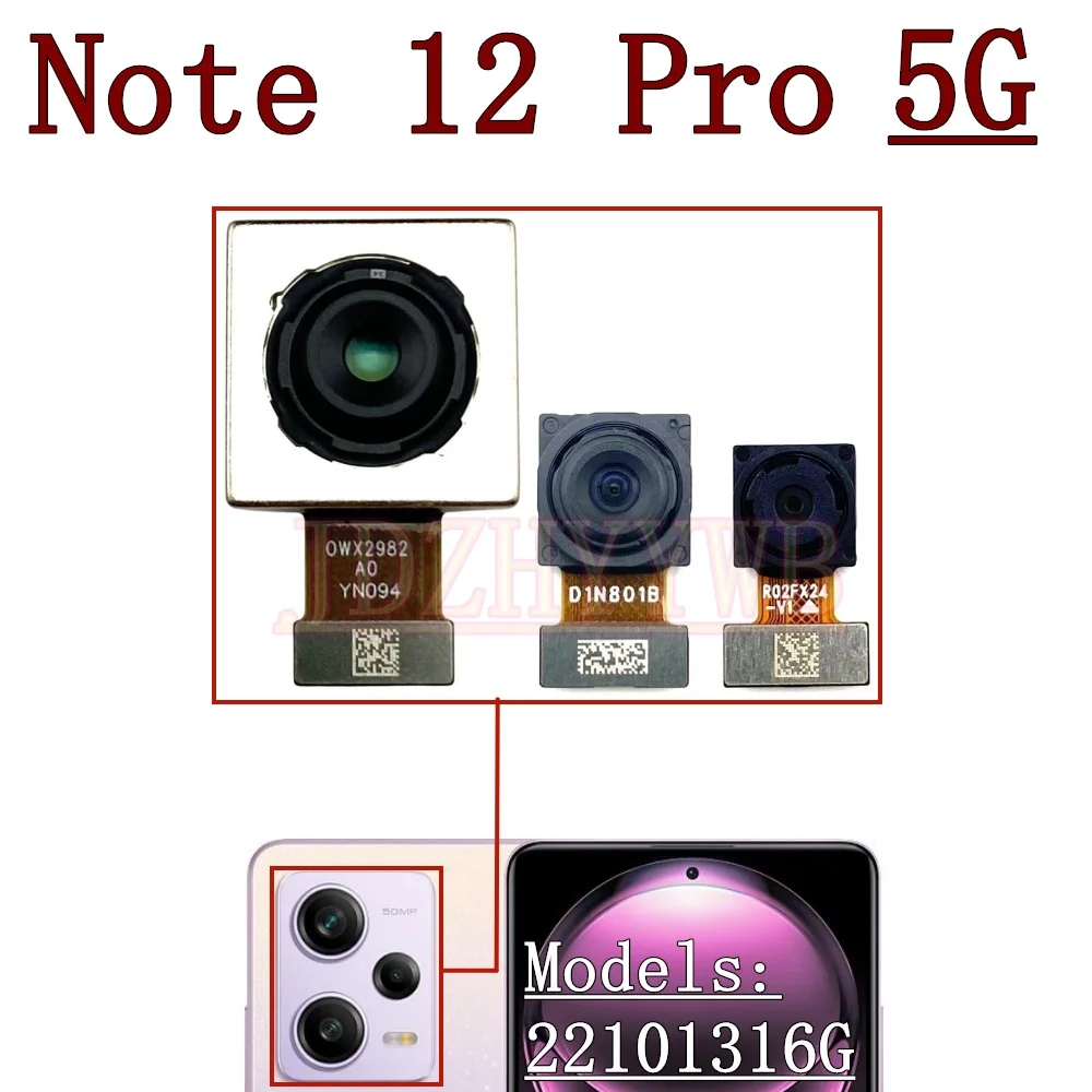 

Front Rear Camera For Xiaomi Redmi Note 12 Pro Note12Pro+ 5G Wide Main 200MP Back Facing Camera Module Flex Cable Spare Parts
