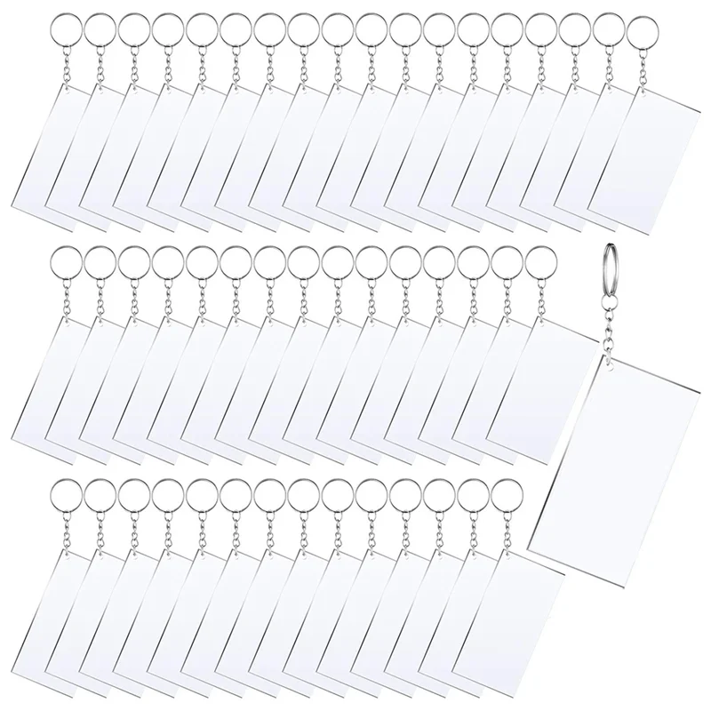 

ABP-50 шт. сублимационный акриловый брелок для ключей, пустой прозрачный брелок для ключей с песнями, заготовка для винилового комплекта, прямоугольный брелок для ключей