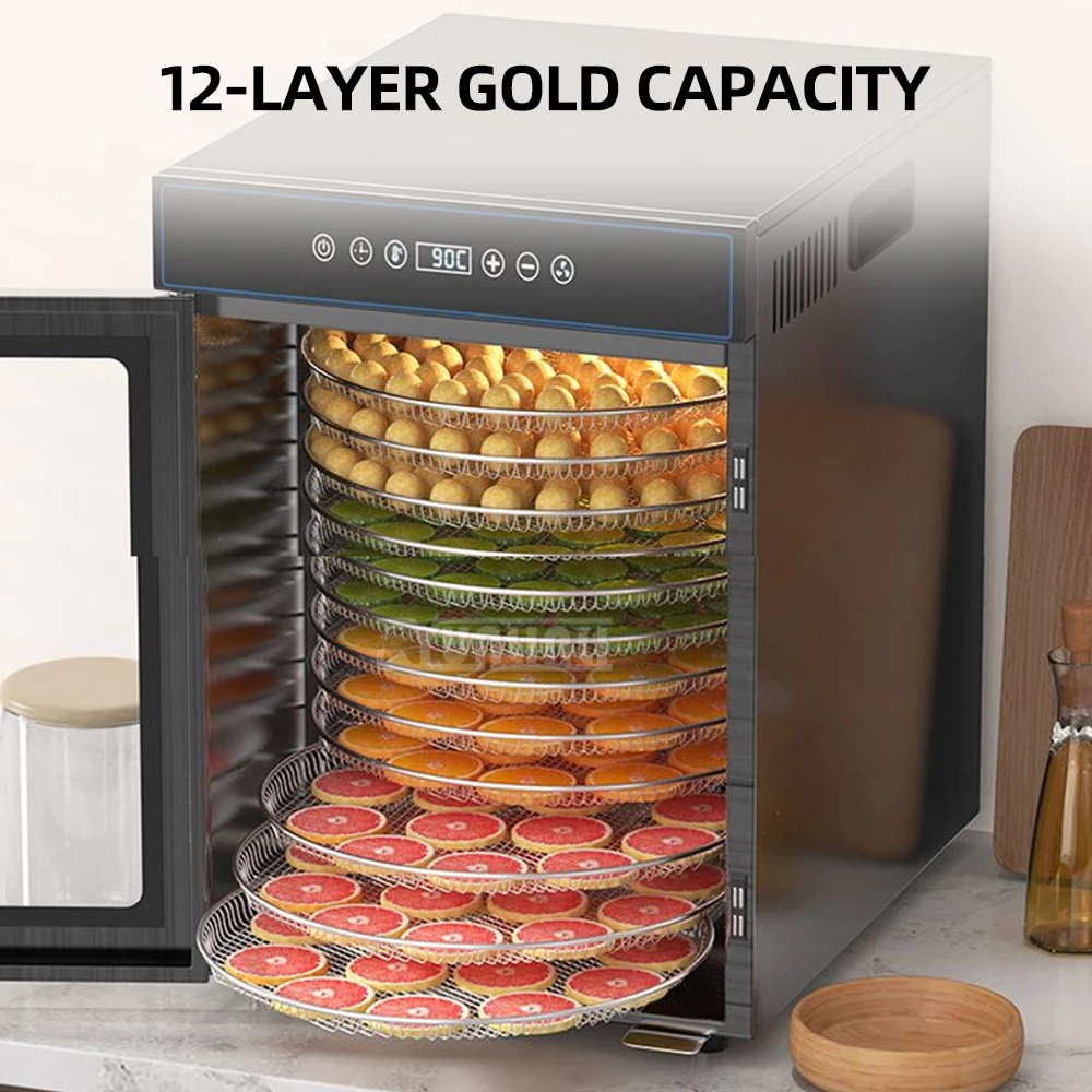 12-Layer Food Fruit Rotating Dryer Efficient Disidratatore Per Alimenti Kitchen Appliance