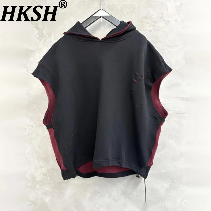 

HKSH Осенняя новая мужская трендовая повседневная толстовка High Sense с цветными блоками в стиле пэчворк, модная свободная толстовка без рукавов HK11928