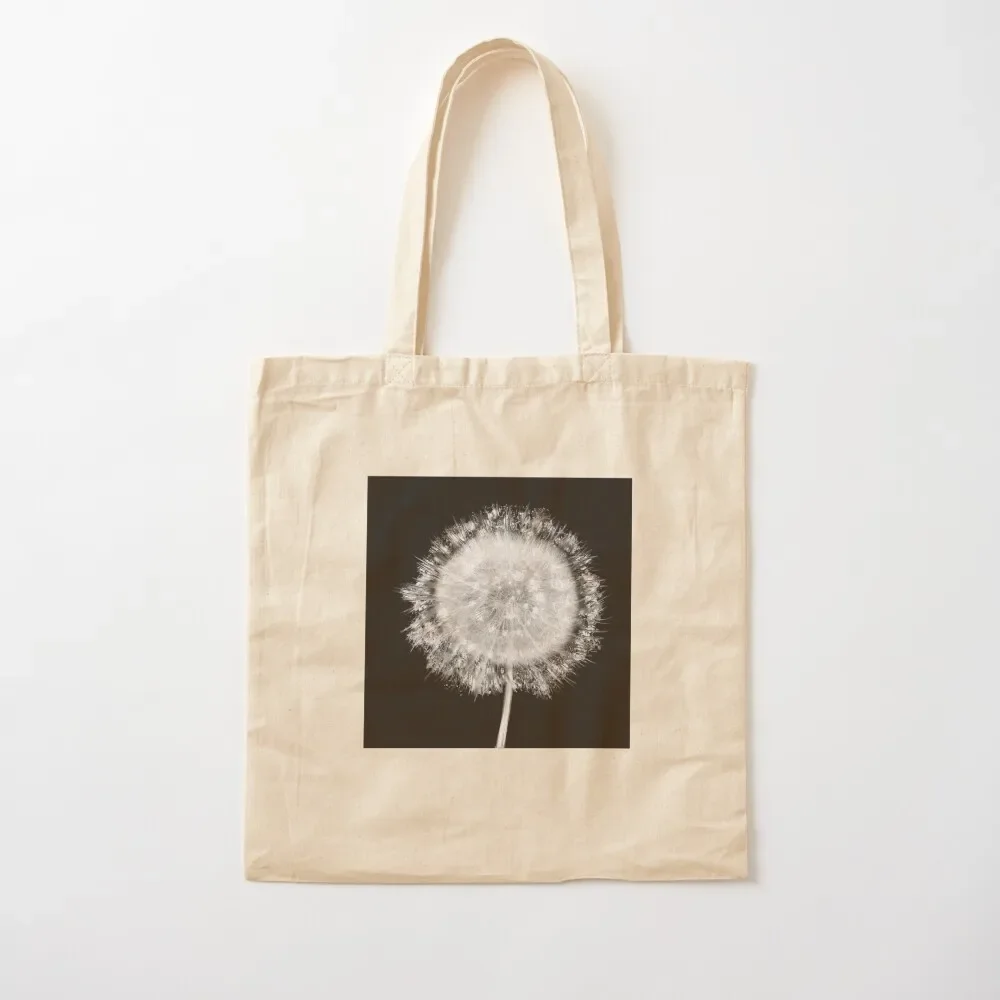 Black and White Floral Dandelion Digital Collage Painting Cyanotpye Photograph Art Nature Print Tote Bag Woman shopper bag
