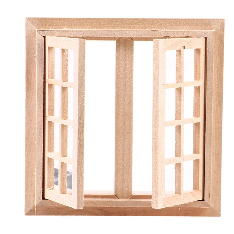 Ventana de puerta en miniatura para casa de muñecas, modelo de ventanas cuadradas, decoración del hogar, 1:12, 16 rejillas