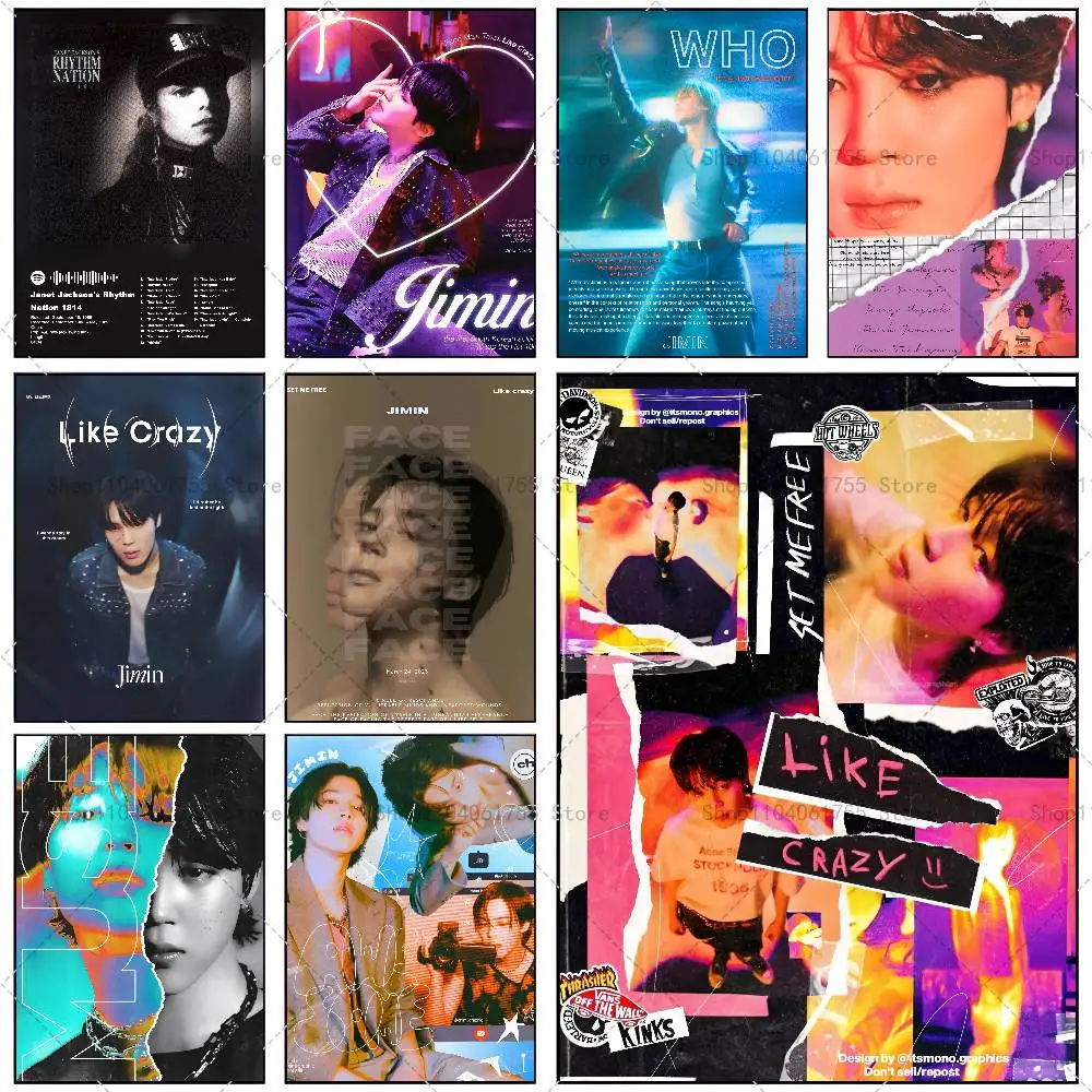 Singer J-JiMin Poster Self-adhesive Art Waterproof Paper Sticker Coffee House Bar Room Wall Decor