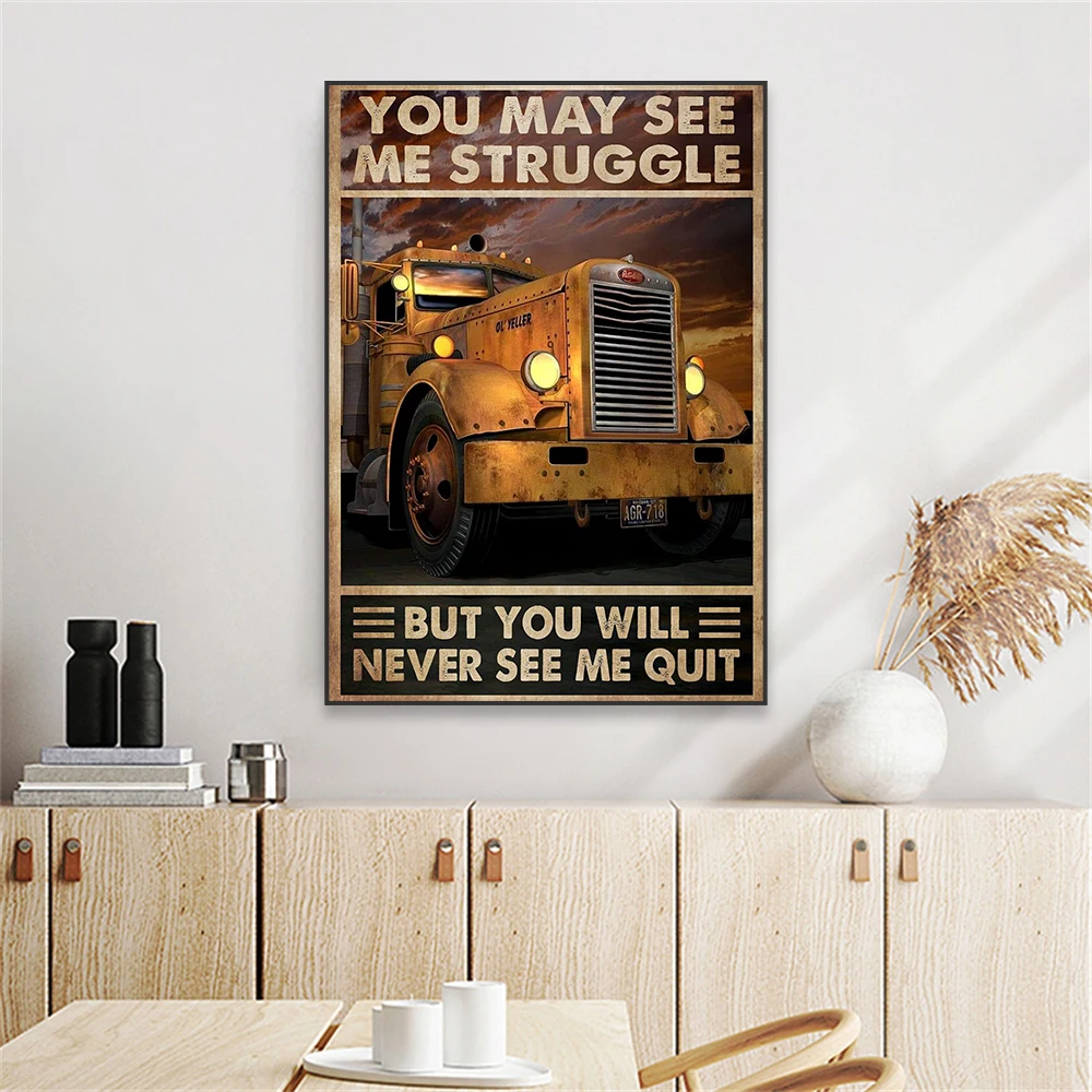 Motivational Wall Art Classical Poster You May See Me Struggle But You Will Never See Me Quit Quote Prints Vintage Canvas Prints