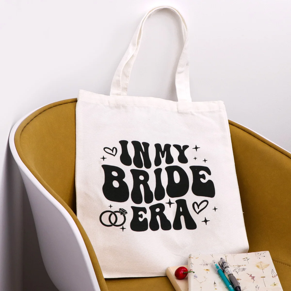 

"In My Bride Era" Fashion Shopping Bag Women's Handbag Casual Foldable Shoulder Bag Shopper Canvas Bag Bridesmaid Gifts