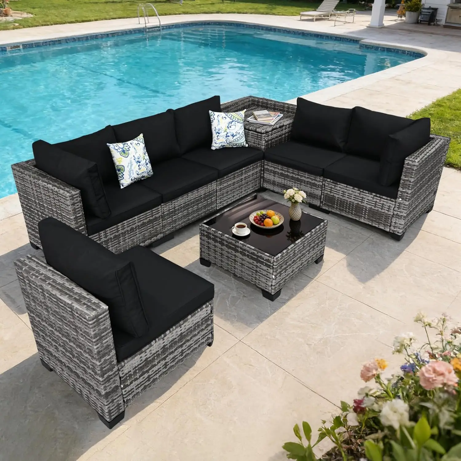 8 Pieces Outdoor Sectional Sofa Set With Storage, Customized