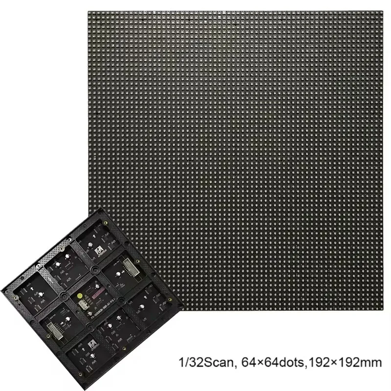 2 PCS SMD Led Indoor P3 RGB LED Matrix Led Screen Module Board 64x64 Pixels High Resolution 1/32 Scan Led Sign Led Display