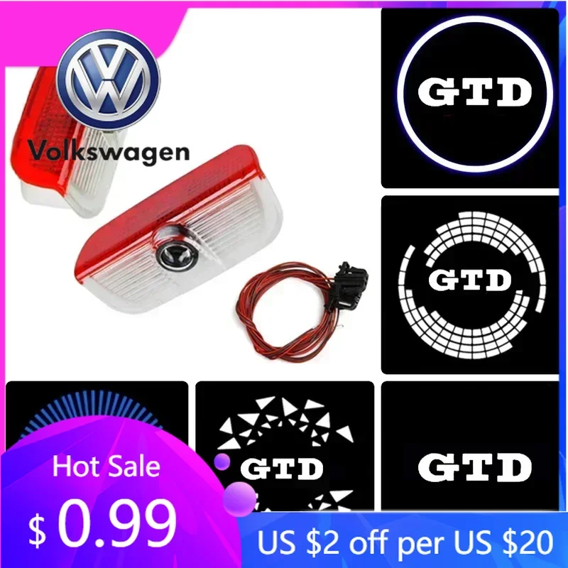 

2026 Hot For Volkswagen VW 2PCS Car Door Welcome Projector Light LED Ghost Shadow Lamp for Volkswagen VW GTD Golf Tiguan Touran